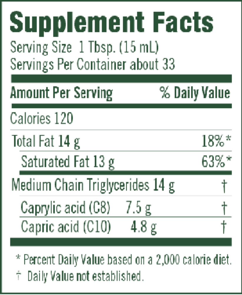 MCT Oil Supplement Facts Label