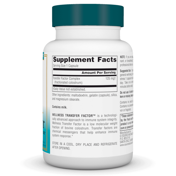 Wellness Transfer Factor Supplement Facts Label