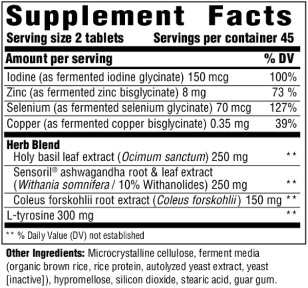 Thyroid Response Complete Care Supplement Facts Label