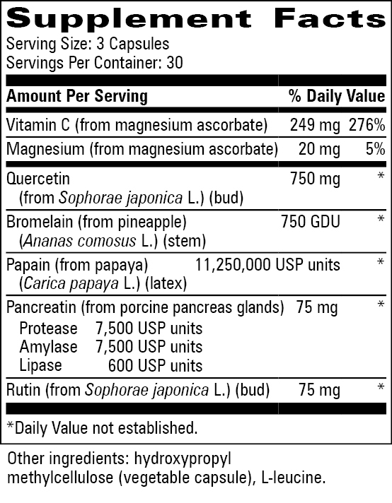 Q-B Zyme Pro Supplement Facts Label