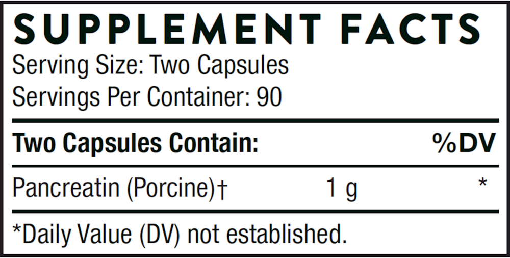 Pancreatic Enzymes (formerly Dipan-9) Supplement Facts Label