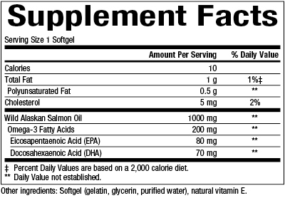 Wild Alaskan Salmon Oil 1000 mg Supplement Facts Label