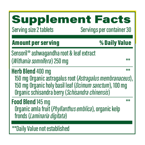 Ashwagandha Complex (Stress Protect) Supplement Facts Label