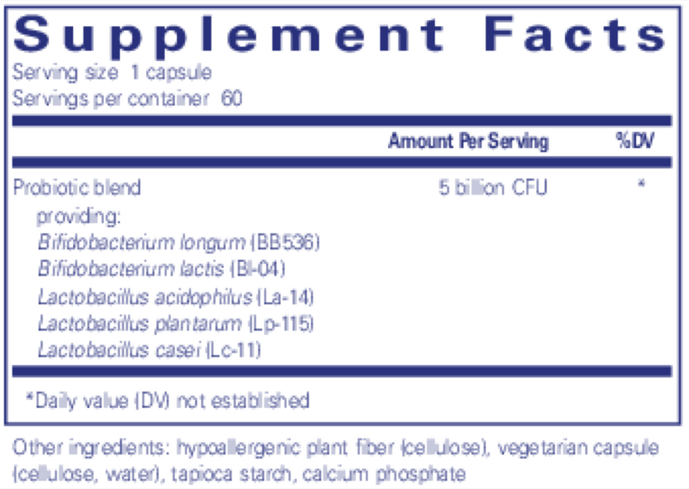 Probiotic IMM Supplement Facts Label