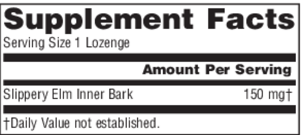Slippery Elm Tangerine Lozenges Supplement Facts Label
