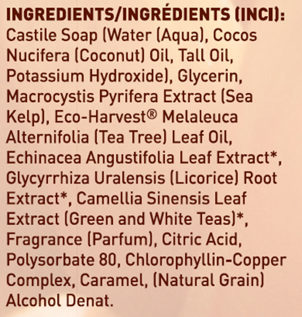 Thoroughly Clean Face Wash Sea Supplement Facts Label