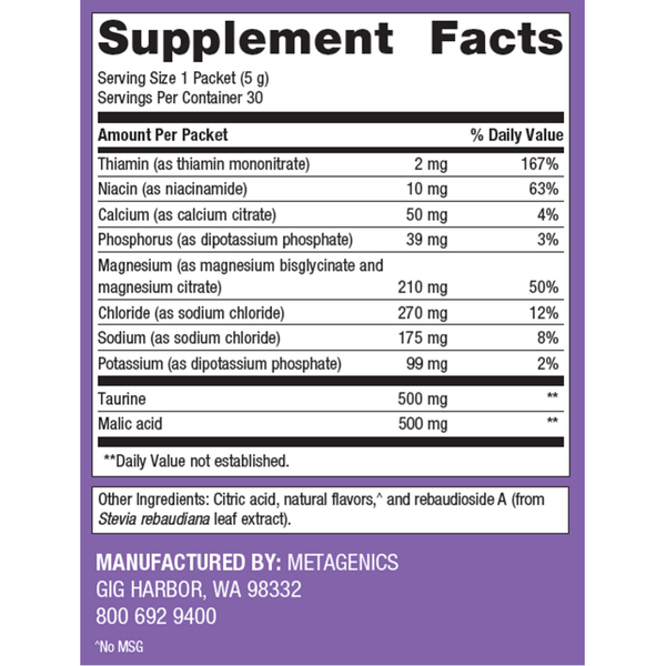 MagActive Magnesium Muscle Powder Packets Supplement Facts Label