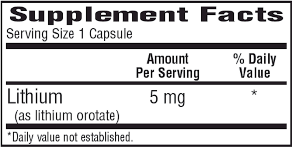 Lith-Oro 5 mg Supplement Facts Label