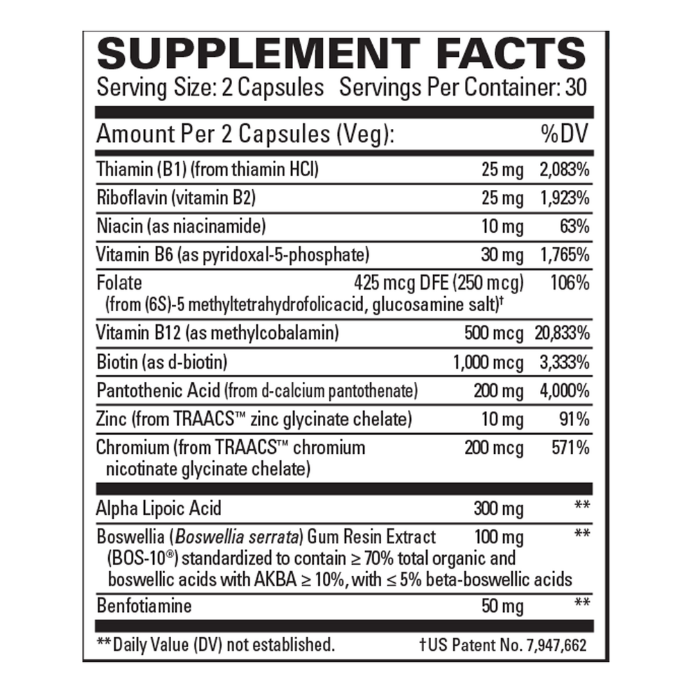 Nerve Complex Supplement Facts Label