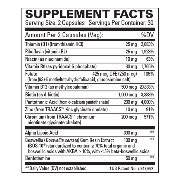 Nerve Complex Supplement Facts Label