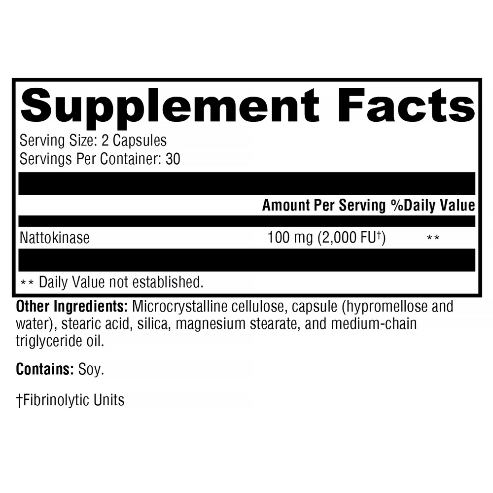 Nattokinase Supplement Facts Label