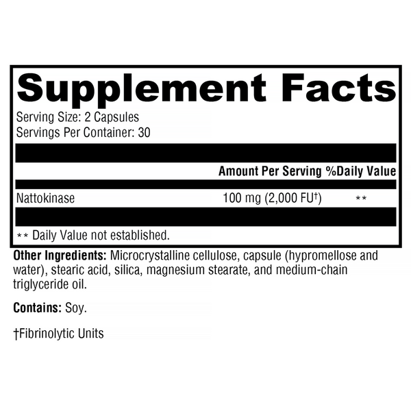 Nattokinase Supplement Facts Label