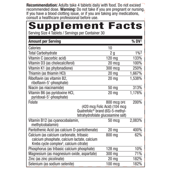 OsteoPrime* PLUS Supplement Facts Label