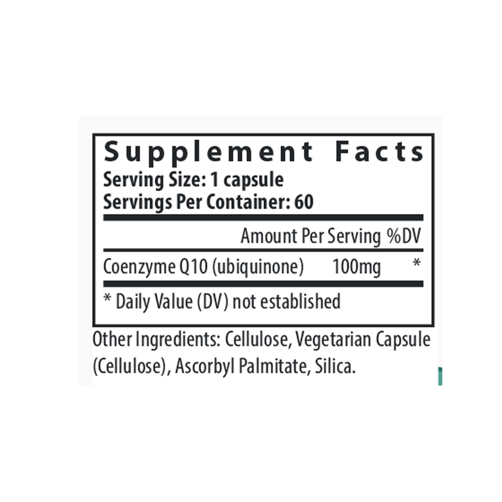 CoQ10 Supplement Facts Label
