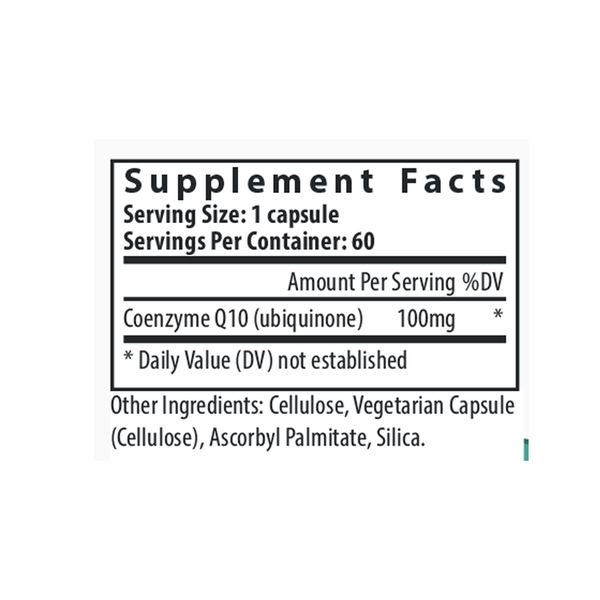 CoQ10 Supplement Facts Label