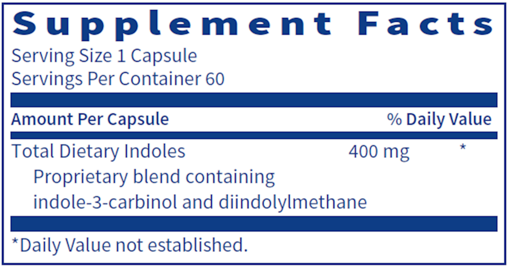Indole Forté Supplement Facts Label