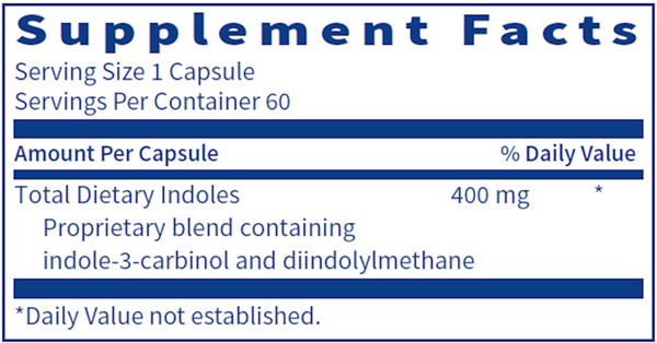 Indole Forté Supplement Facts Label