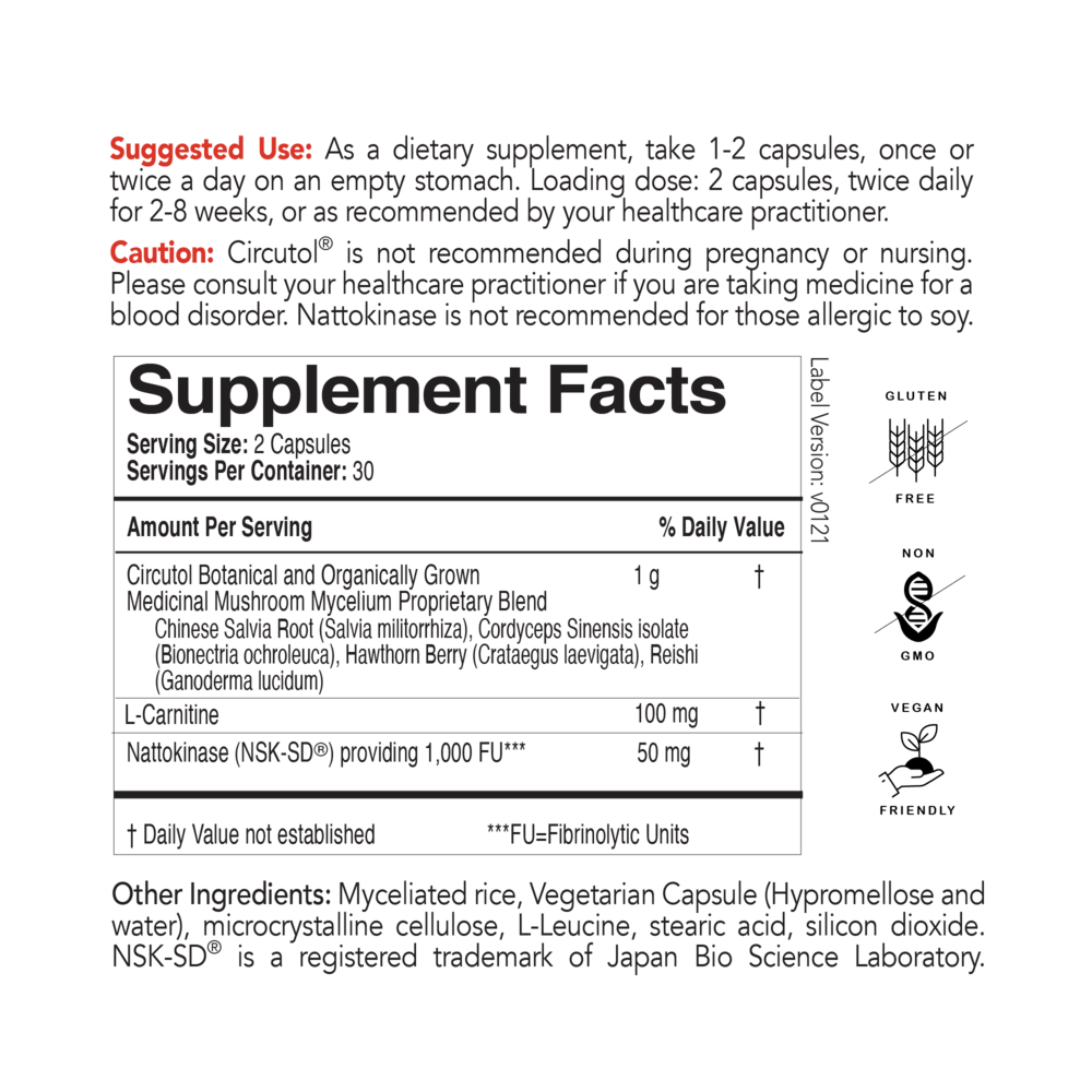 Comprehensive Circulation Support Supplement Facts Label