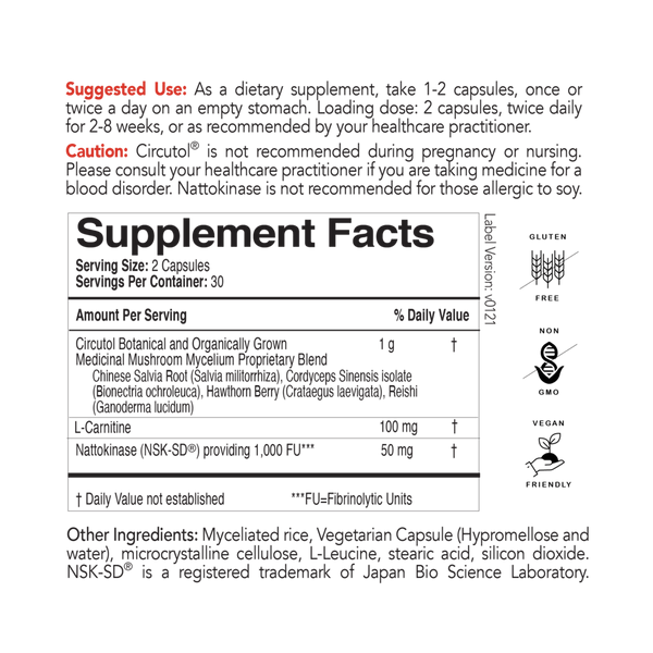 Comprehensive Circulation Support Supplement Facts Label