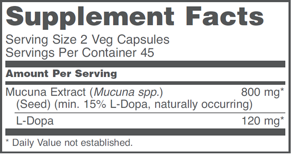 Mucuna Extract Supplement Facts Label