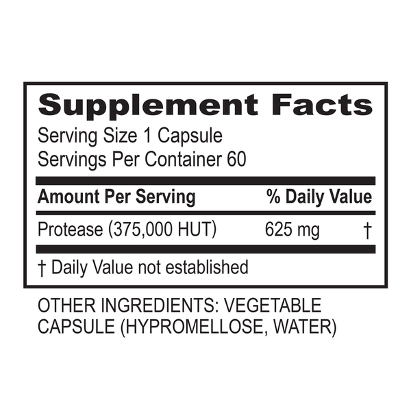 Protease 375K Supplement Facts Label