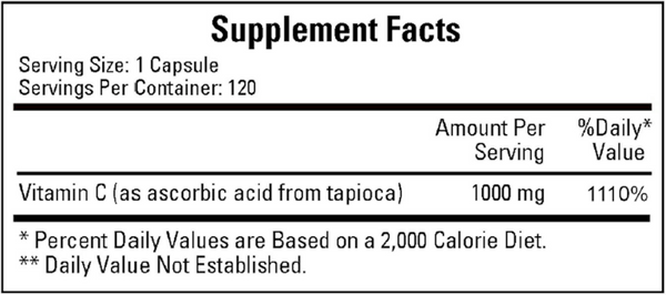 Vitamin C-1000 (Non-Corn) Supplement Facts Label