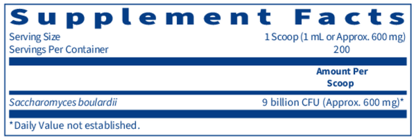Ther-Biotic Saccharomyces Boulardii Powder Supplement Facts Label