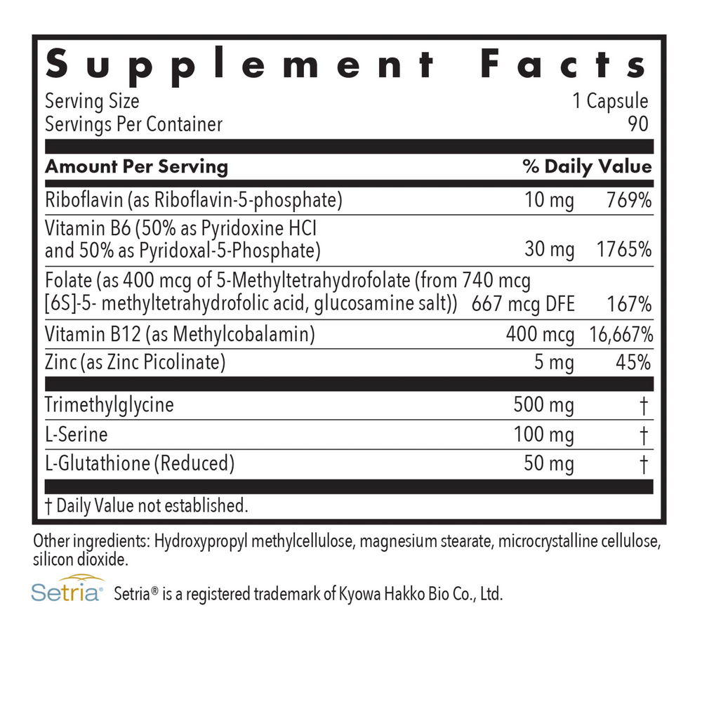 Homocysteine Plus Supplement Facts Label