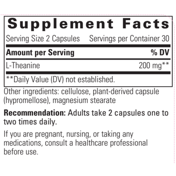 L-Theanine Supplement Facts Label