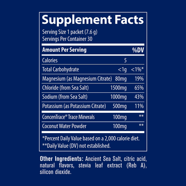 ZeroLyte - Salty Orange Supplement Facts Label