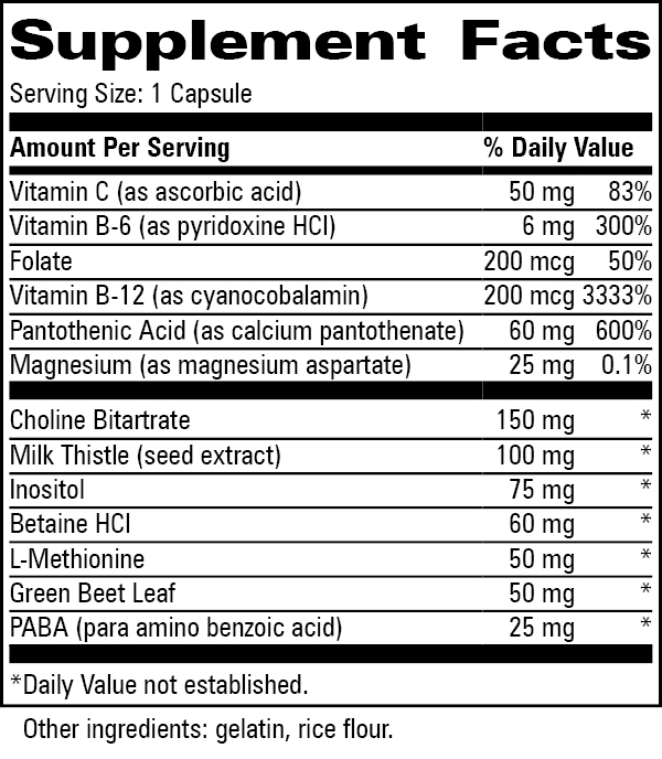 Lipotrope™ Supplement Facts Label