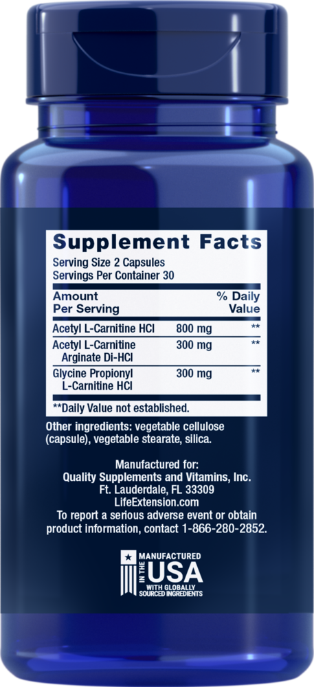 Optimized Carnitine Supplement Facts Label