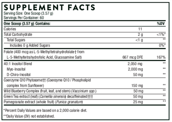 Ovarian Care Supplement Facts Label