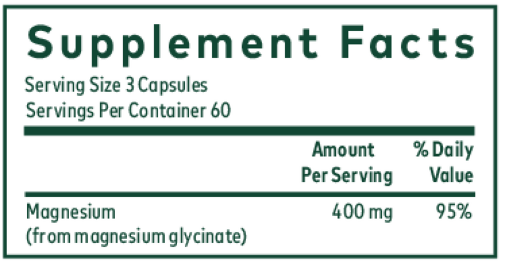 Magnesium Glycinate 400 Supplement Facts Label