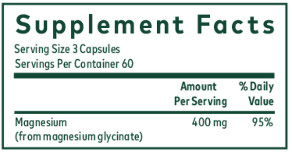 Magnesium Glycinate 400 Supplement Facts Label