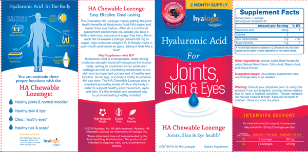 HA Lozenge Supplement Facts Label