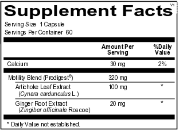 Motility Pro Supplement Facts Label