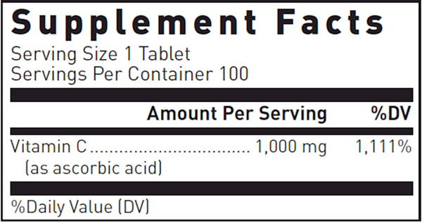 Vitamin C 1000 mg Supplement Facts Label