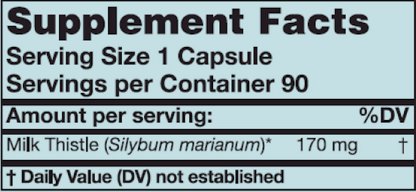 Silymarin Supplement Facts Label