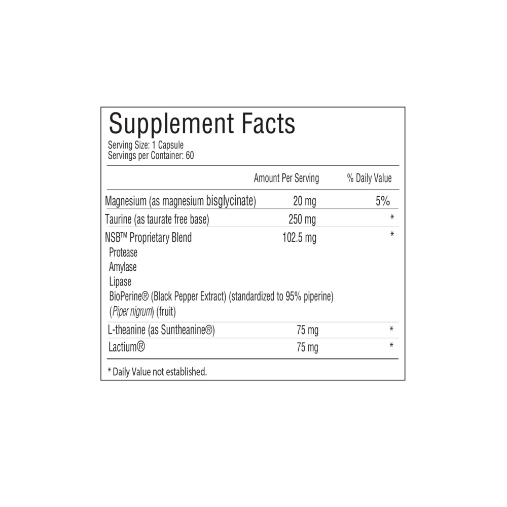 Lentra Supplement Facts Label