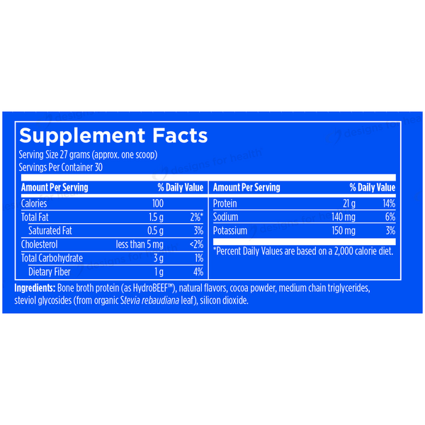 Beef Protein Chocolate Supplement Facts Label