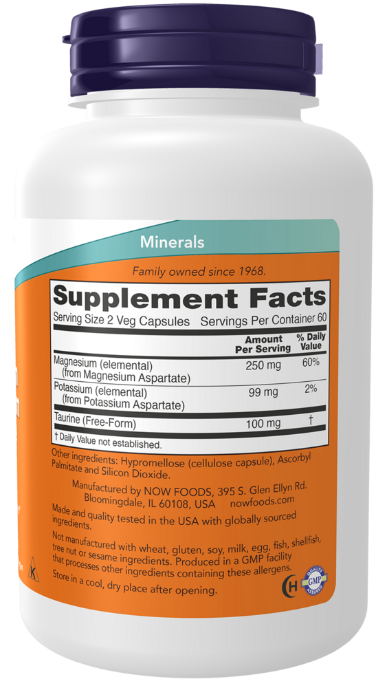 BACKORDER ONLY - Magnesium & Potassium Aspartate Supplement Facts Label
