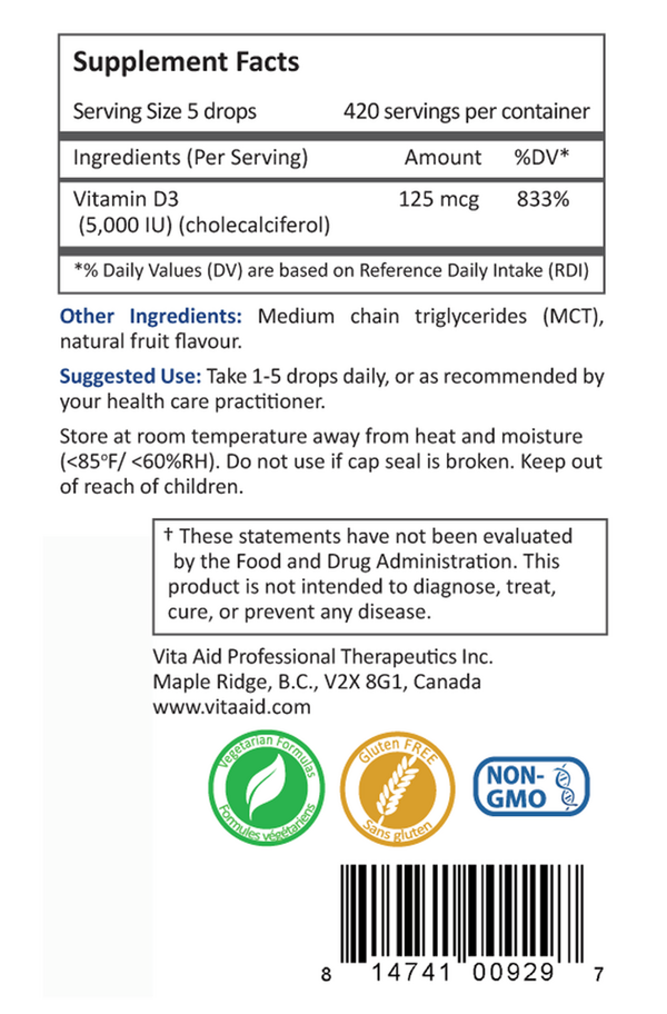 Liqui-D3 Supplement Facts Label
