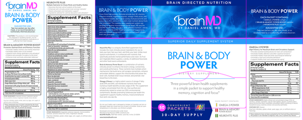 Brain & Body Power Supplement Facts Label