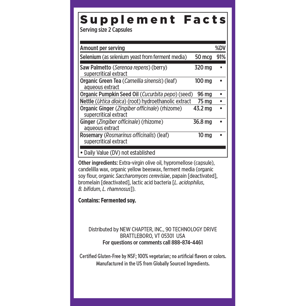 Prostate 5LX Supplement Facts Label