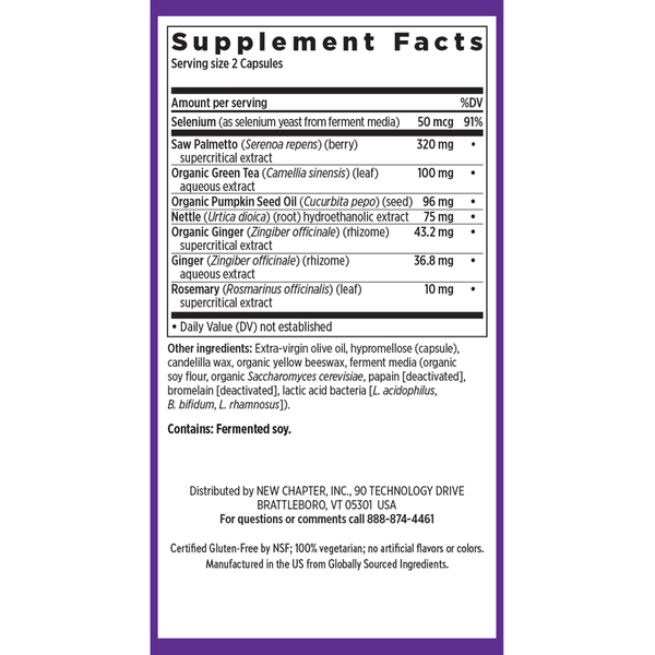 Prostate 5LX Supplement Facts Label