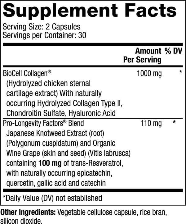 Collagen Booster Supplement Facts Label