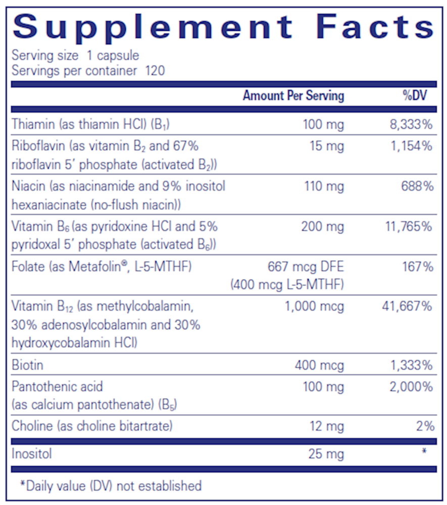 B6 Complex Supplement Facts Label
