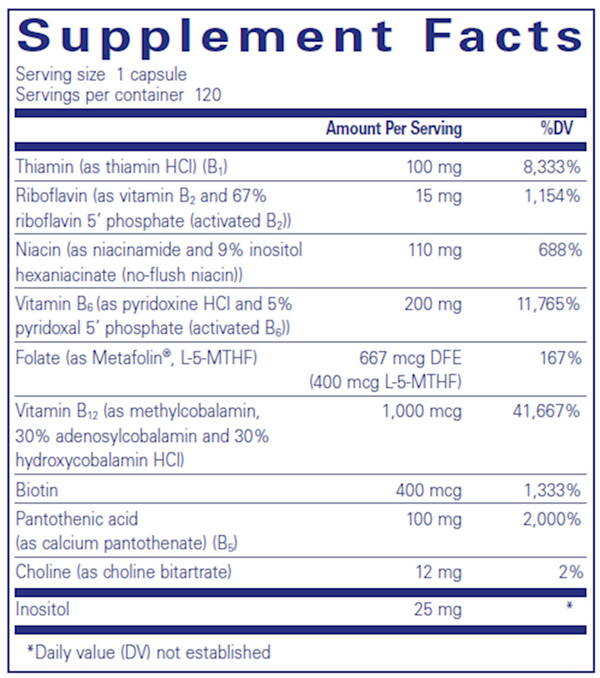 B6 Complex Supplement Facts Label