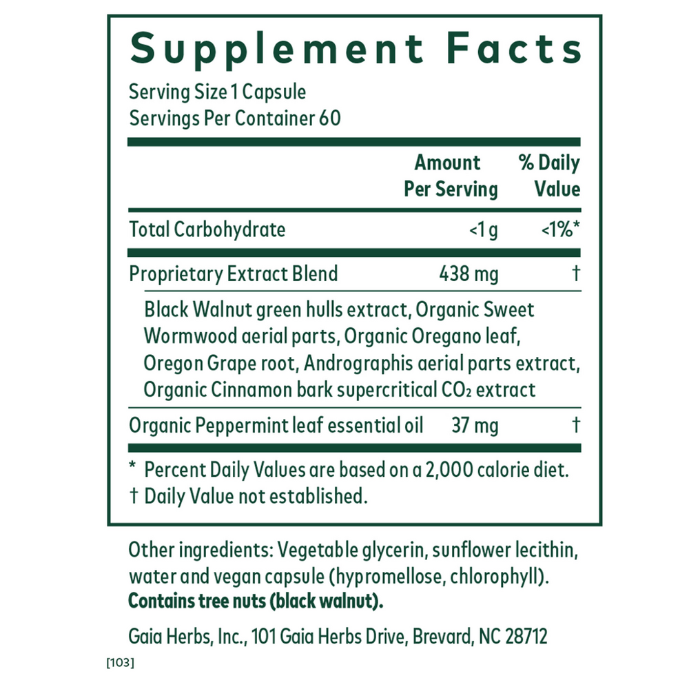 Microbiome Cleanse Supplement Facts Label